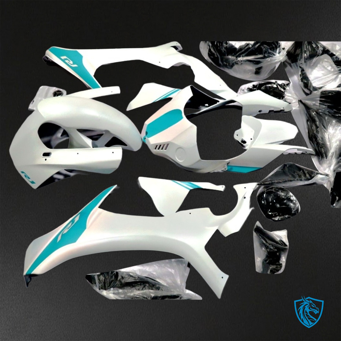 Yamaha YZF R1 (2015-2020) Gloss White & Teal - Replacement Motorcycle Fairings Kit