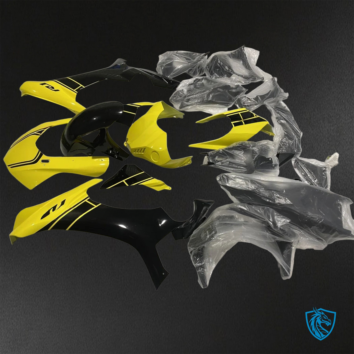 Yamaha YZF R1 (2015–2020) Yellow & Black Stripe - Custom ABS Fairing Kit
