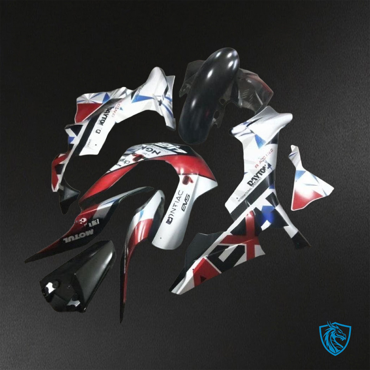 Yamaha YZF R1 (2015–2020) White, Red, Black & Blue Logos - Replacement Motorcycle Fairings Kit