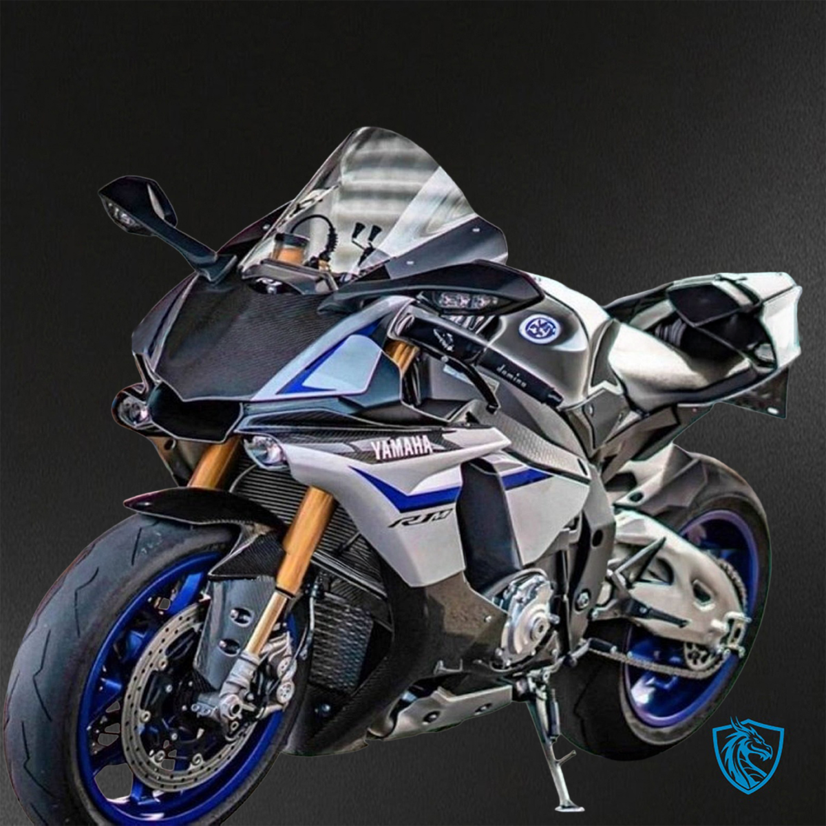 Yamaha YZF R1 (2015–2020) Glossy Silver & Black - Custom ABS Fairing Kit