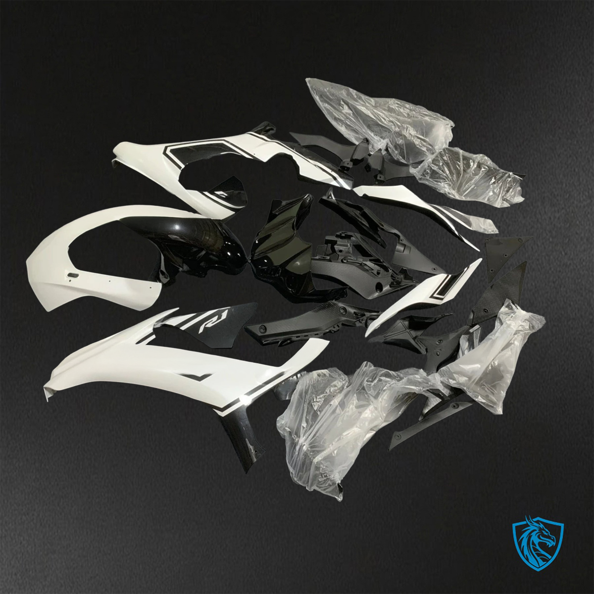 Yamaha YZF R1 (2015-2020) Gloss White & Black Fairings Kit - Aftermarket ABS Bodywork