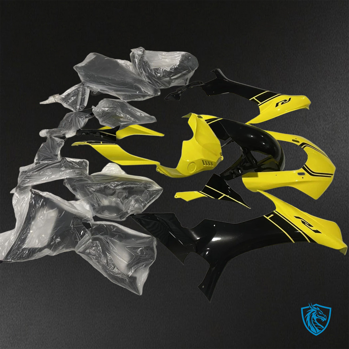Yamaha YZF R1 (2015–2020) Yellow & Black Stripe - Custom ABS Fairing Kit