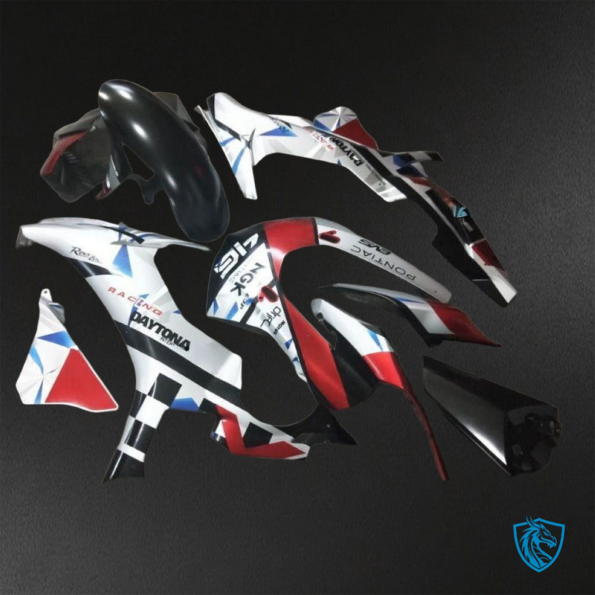Yamaha YZF R1 (2015–2020) White, Red, Black & Blue Logos - Replacement Motorcycle Fairings Kit