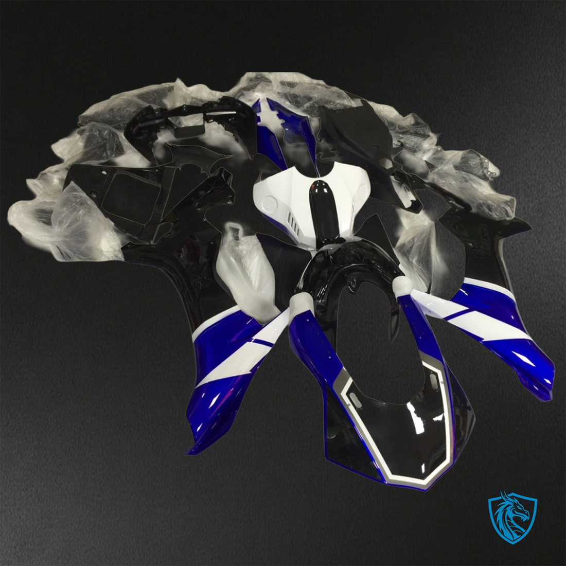 Yamaha YZF R1 (2015-2020) Black, Blue & White Fairings Kit - Aftermarket ABS Bodywork