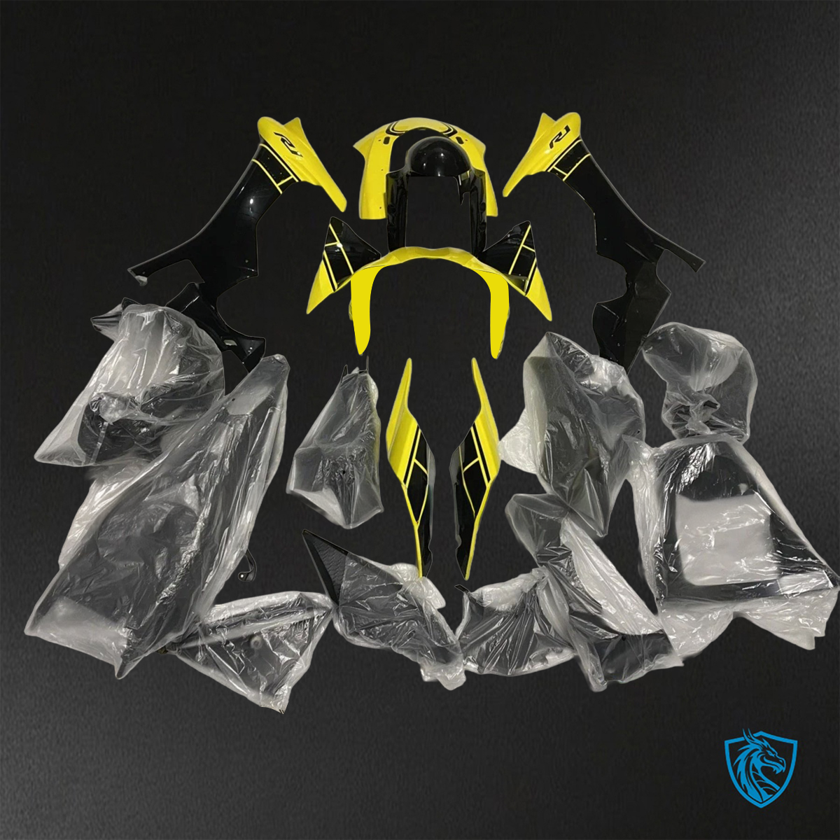 Yamaha YZF R1 (2015–2020) Yellow & Black Stripe - Custom ABS Fairing Kit