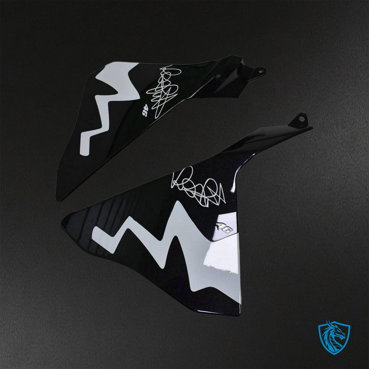 Yamaha YZF R1 (2015-2020) Gloss Black, White & Yellow Shark Fairings Kit - Aftermarket ABS Bodywork