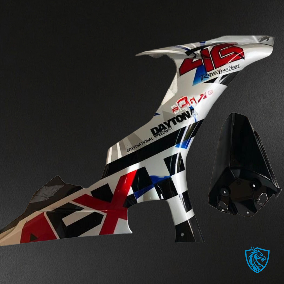 Yamaha YZF R1 (2015–2020) White, Red, Black & Blue Logos - Replacement Motorcycle Fairings Kit