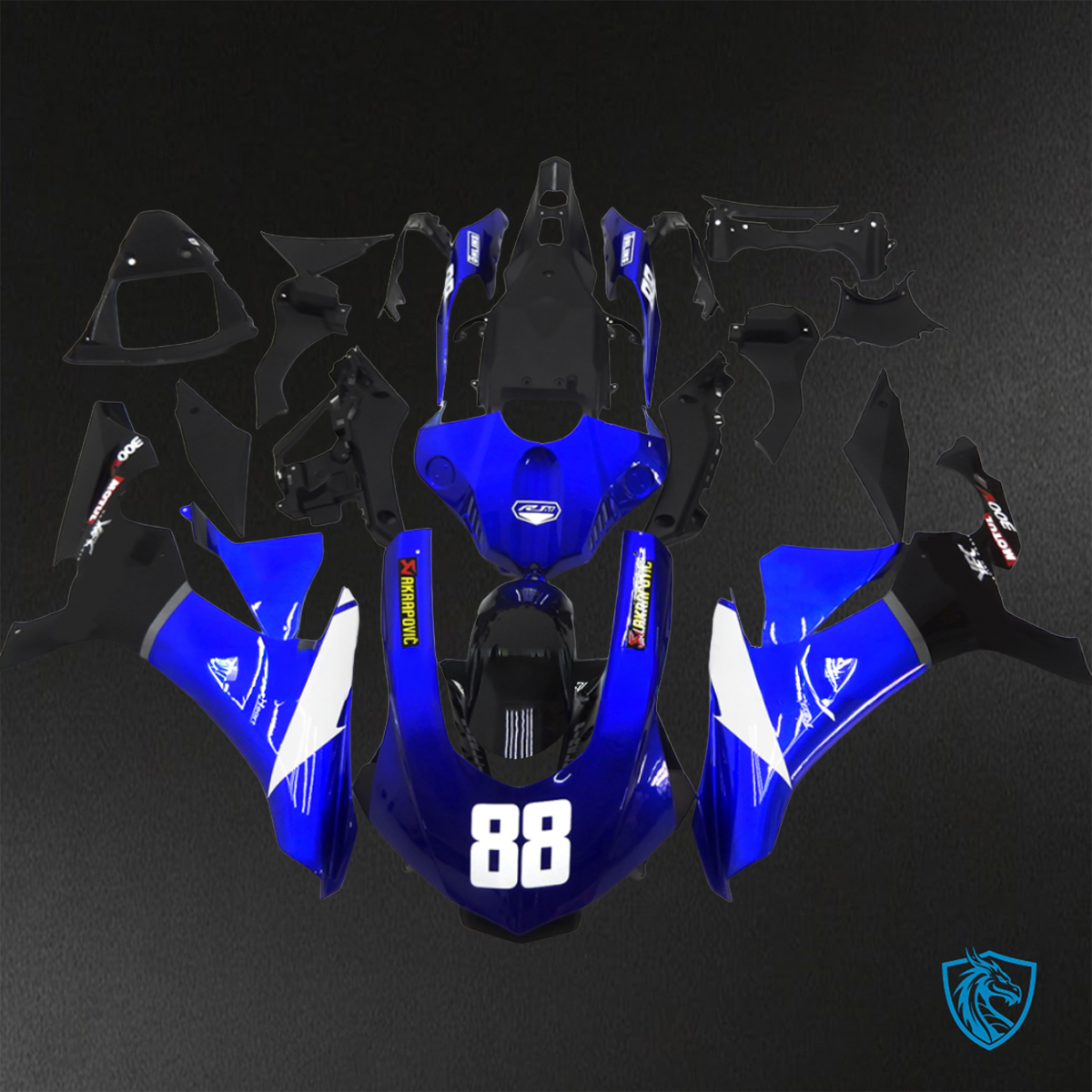 Yamaha YZF R1 (2015-2020) Blue & White Fairings Kit - Aftermarket ABS Bodywork