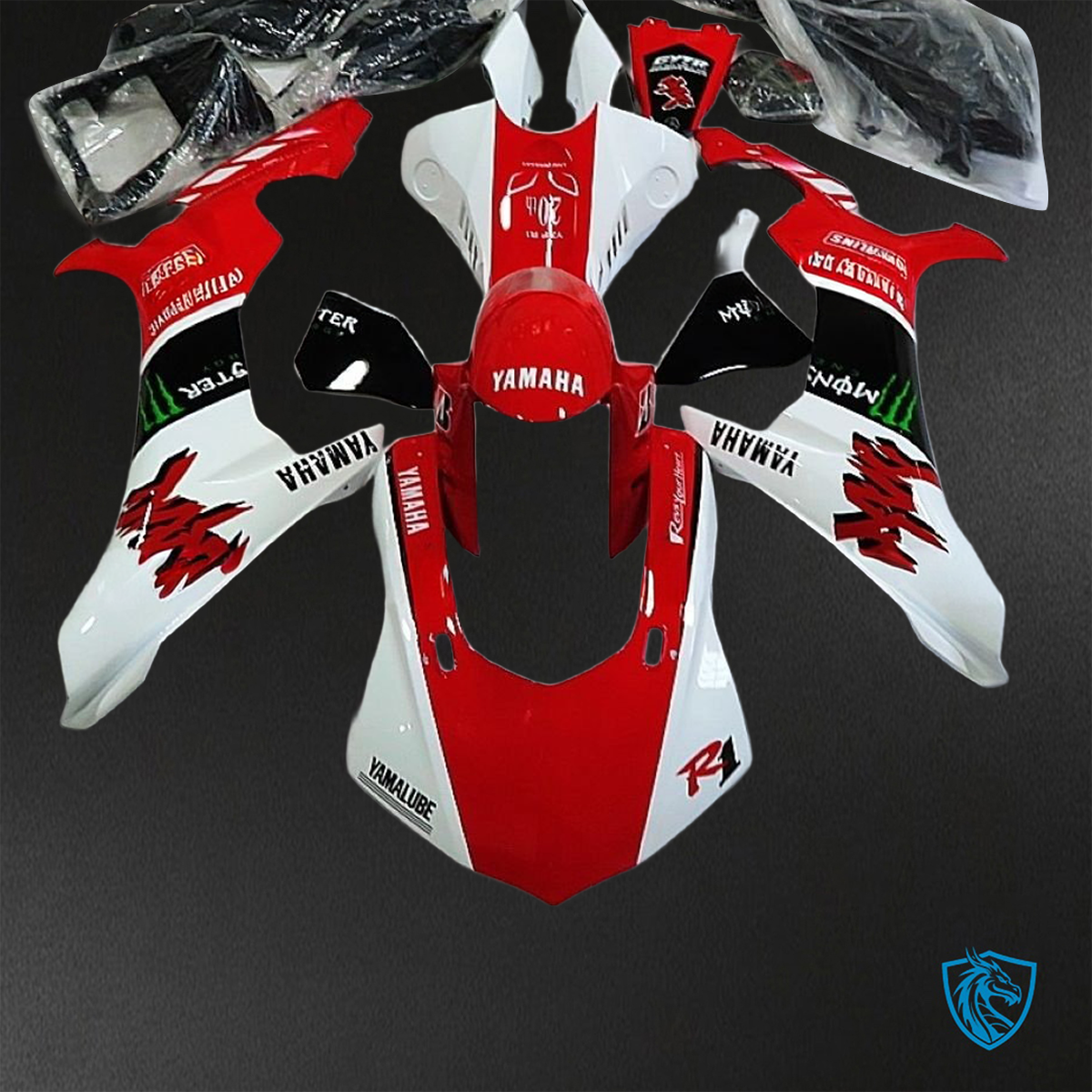 Yamaha YZF R1 (2015–2020) Red, White & Black Monster - Custom ABS Fairing Kit