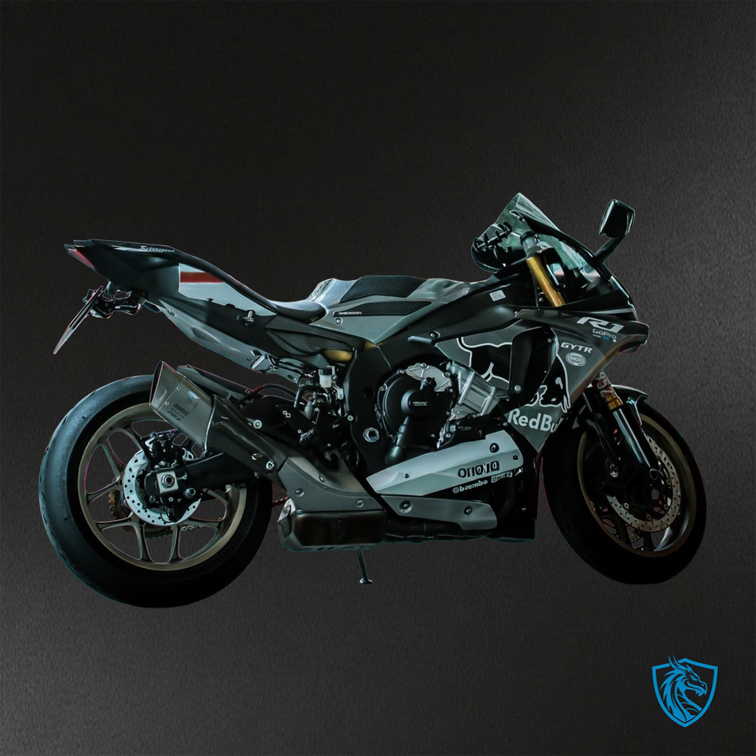Yamaha YZF R1 (2015-2020) Black & White Red Bull Fairings Kit - Aftermarket ABS Bodywork
