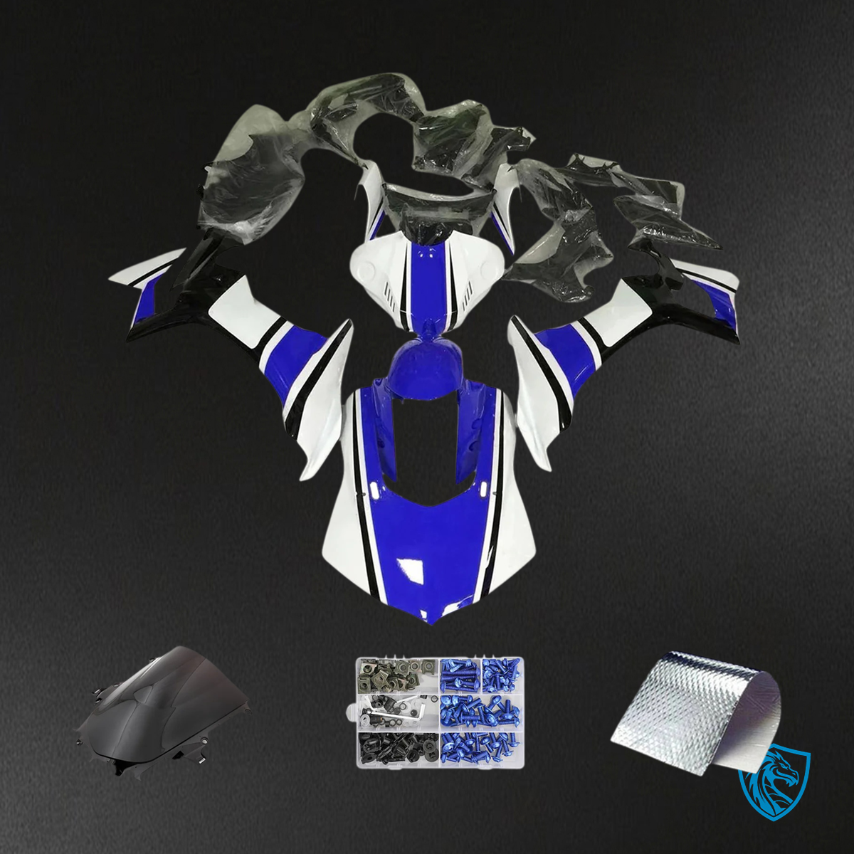 Yamaha YZF R1 (2020-2025) Black, Blue & White - Aftermarket ABS Fairing Kit