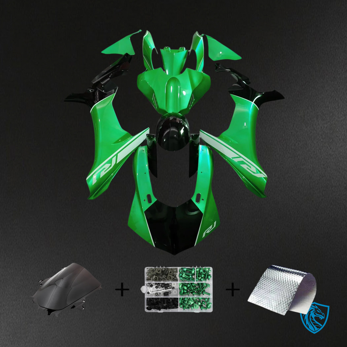 Yamaha YZF R1 (2020-2025) Black & Green - Aftermarket ABS Fairing Kit