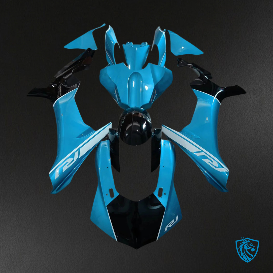Yamaha YZF R1 (2020-2025) Black & Light Blue Fairing Kit | MERGEment ABS Bodywork