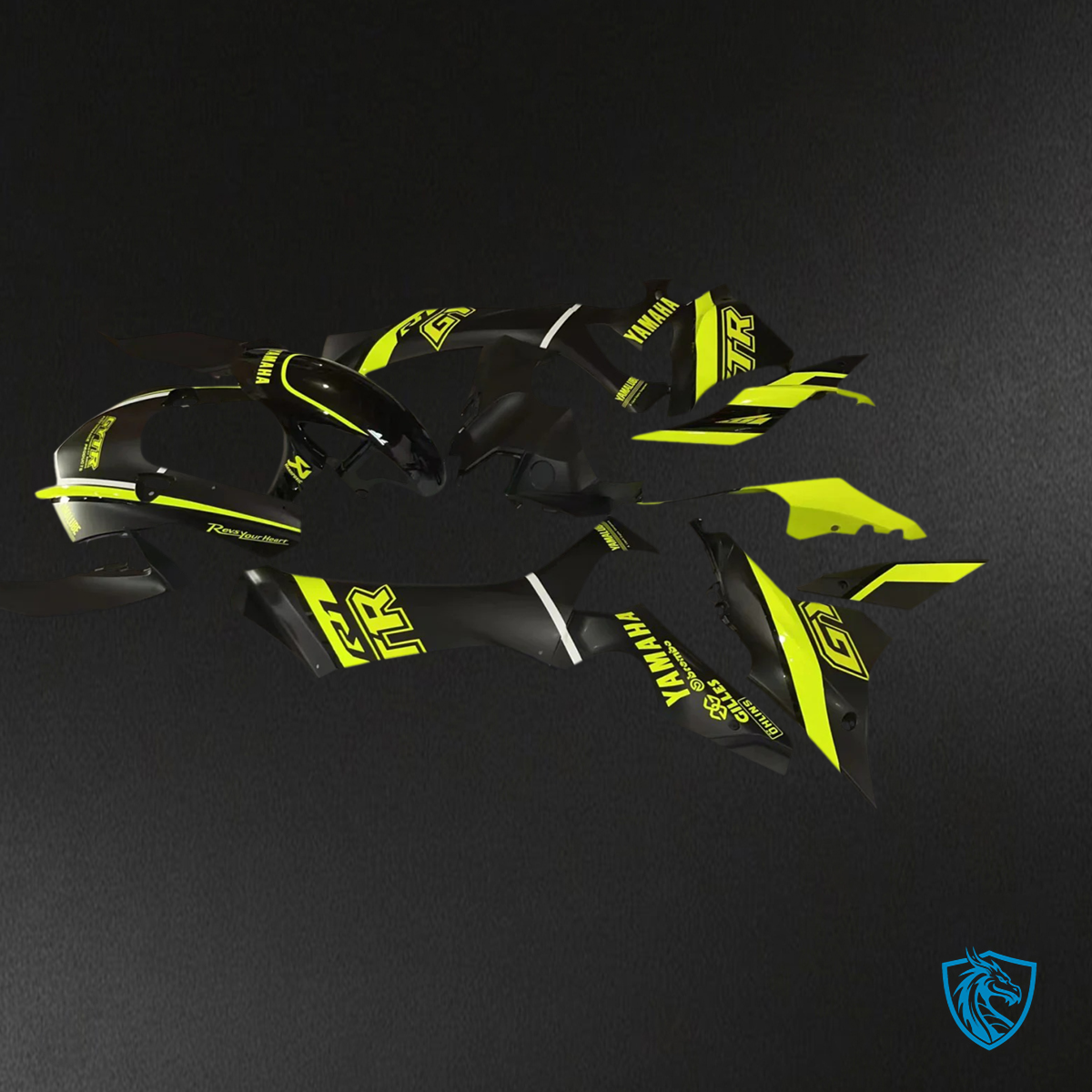 Yamaha YZF R1 (2020-2025) Black & Fluorescent Yellow Fairing Kit | ABS Bodywork