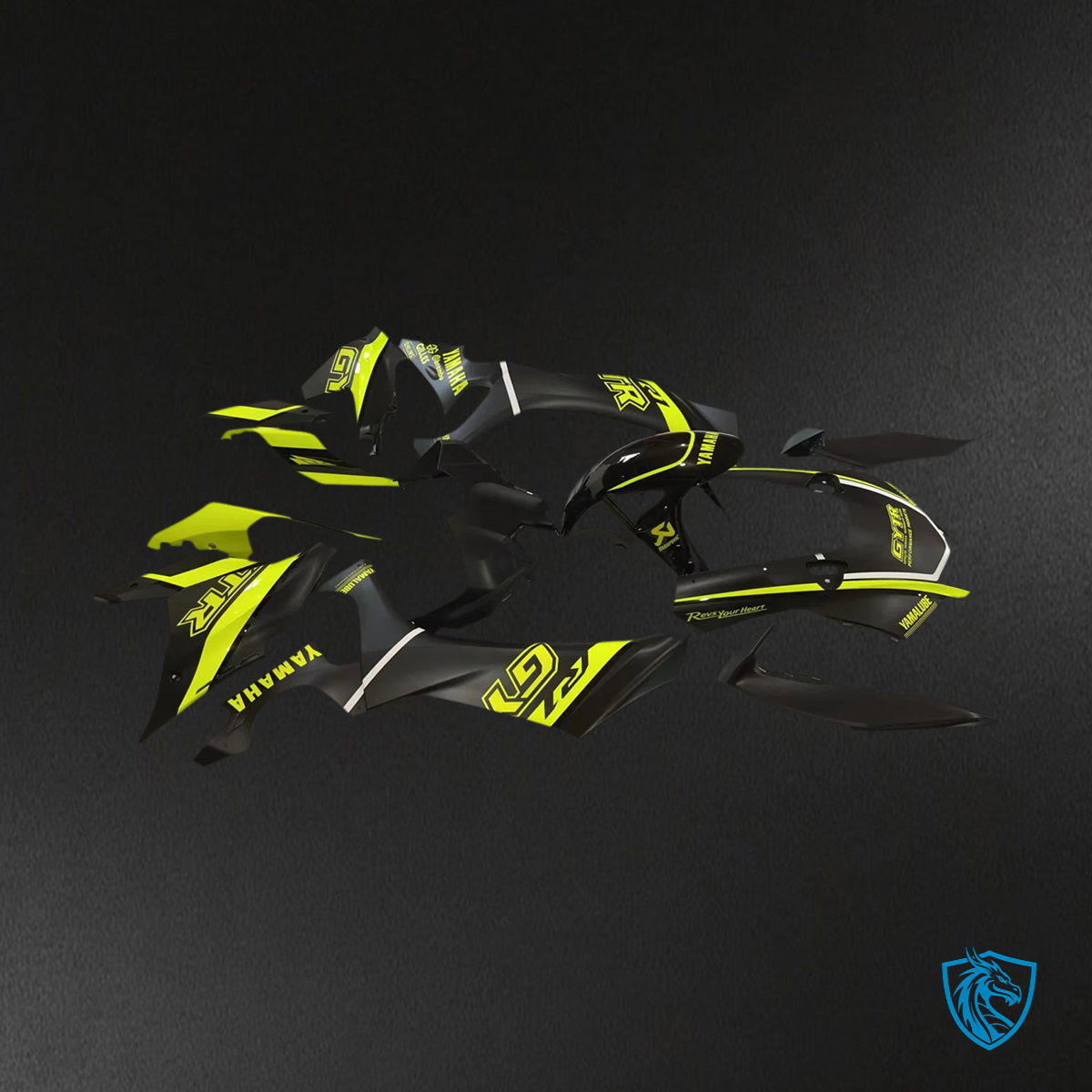 Yamaha YZF R1 (2020-2025) Black & Fluorescent Yellow Fairing Kit | ABS Bodywork
