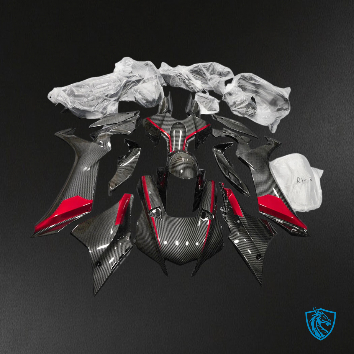 Yamaha YZF R1 (2020-2025) Carbon Fiber Black & Red - Aftermarket Fairing Kit