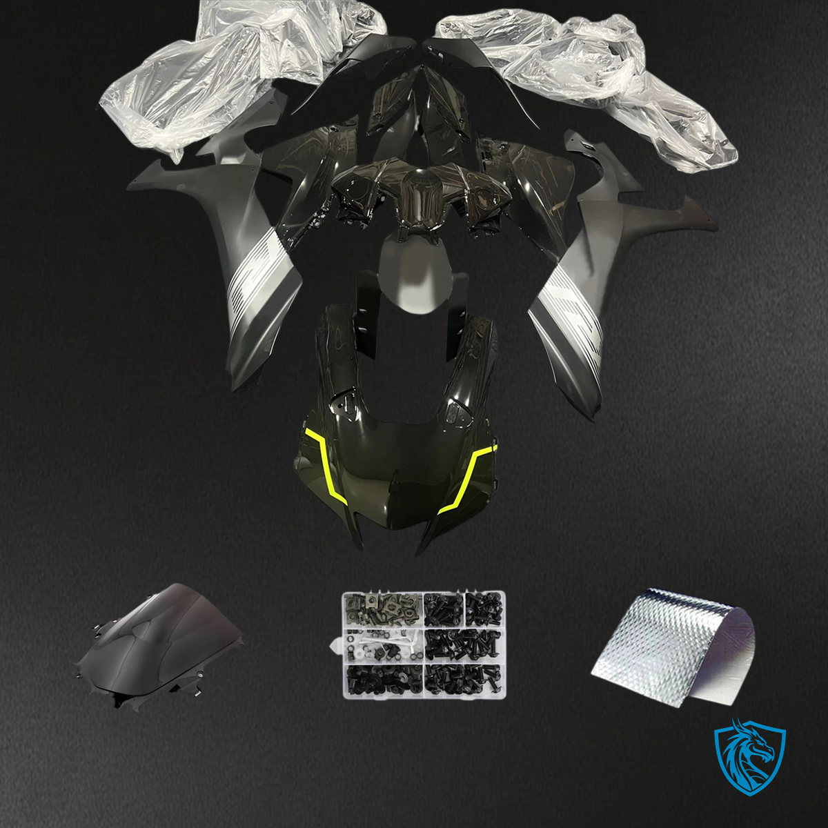 Yamaha YZF R1 (2020-2025) Gray & Black - MERGEment Motorcycle Fairing Kit