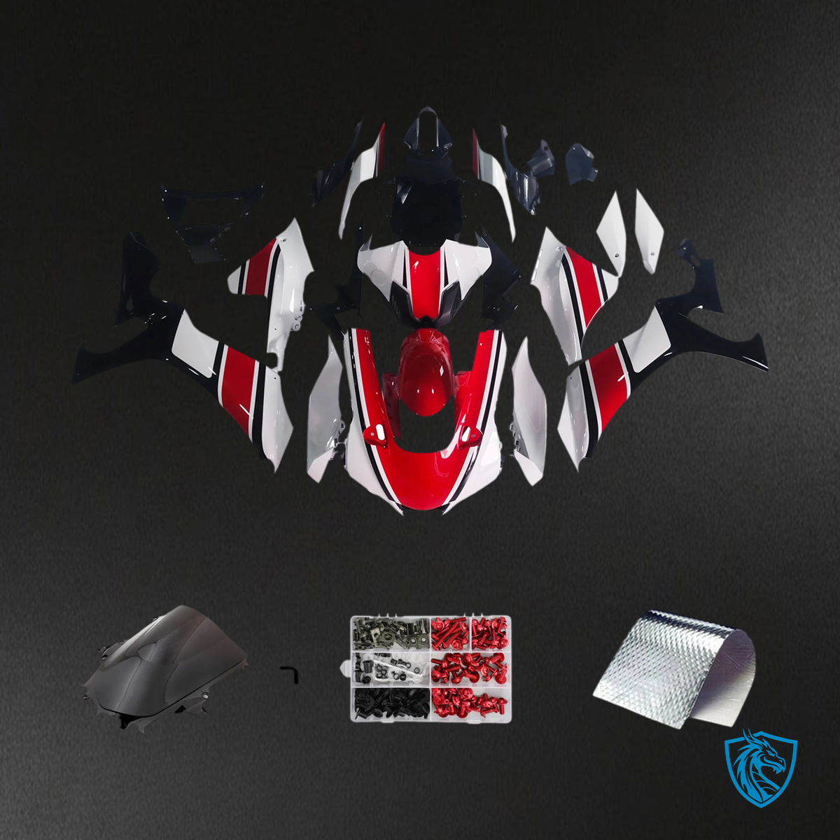 Yamaha YZF R1 (2020-2025) White, Black & Red - MERGEment Motorcycle Fairing Kit
