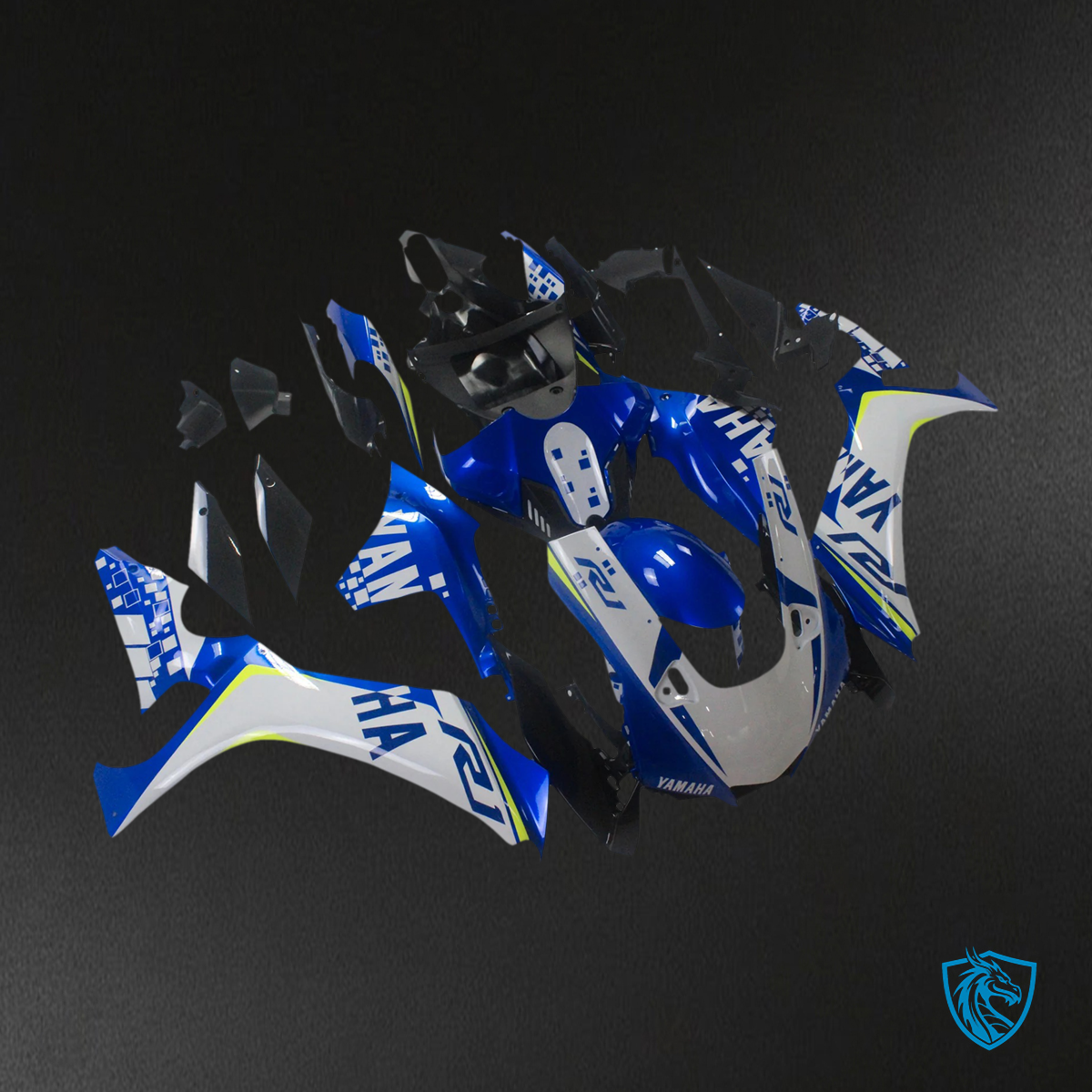 Yamaha YZF R1 (2020-2025) White & Blue Logo Fairing Kit | ABS Bodywork