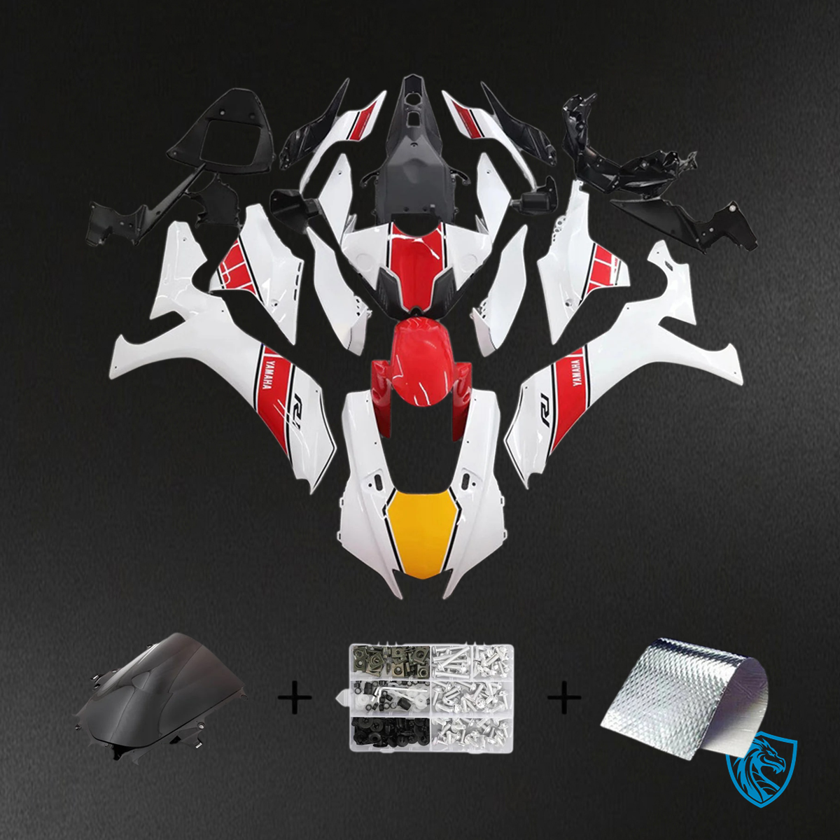 Yamaha YZF R1 (2020-2025) White, Red & Yellow Custom Fairing Kit