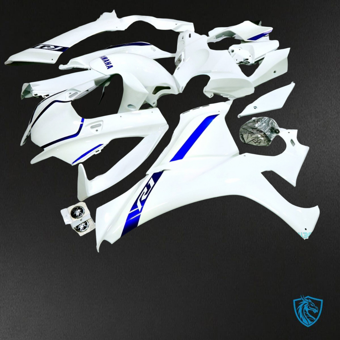 Yamaha YZF R1 (2021-2022) Gloss Blue & White - Custom ABS Fairing Kit