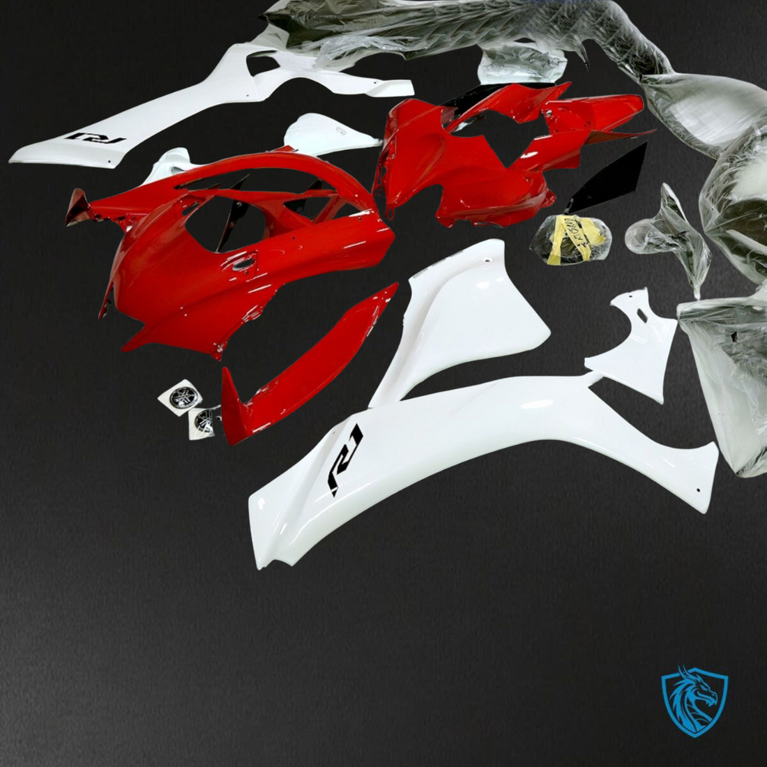 Yamaha YZF R1 (2021-2022) Gloss Red & White Fairings Kit - Aftermarket ABS Bodywork