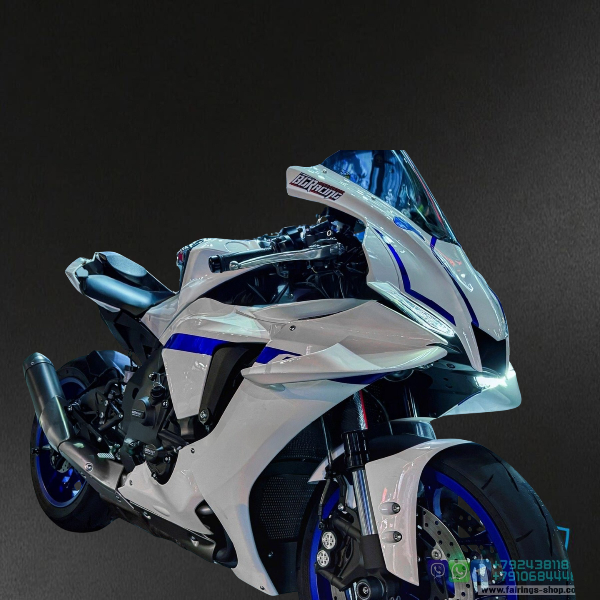 Yamaha YZF R1 (2021-2022) Gloss Blue & White - Custom ABS Fairing Kit