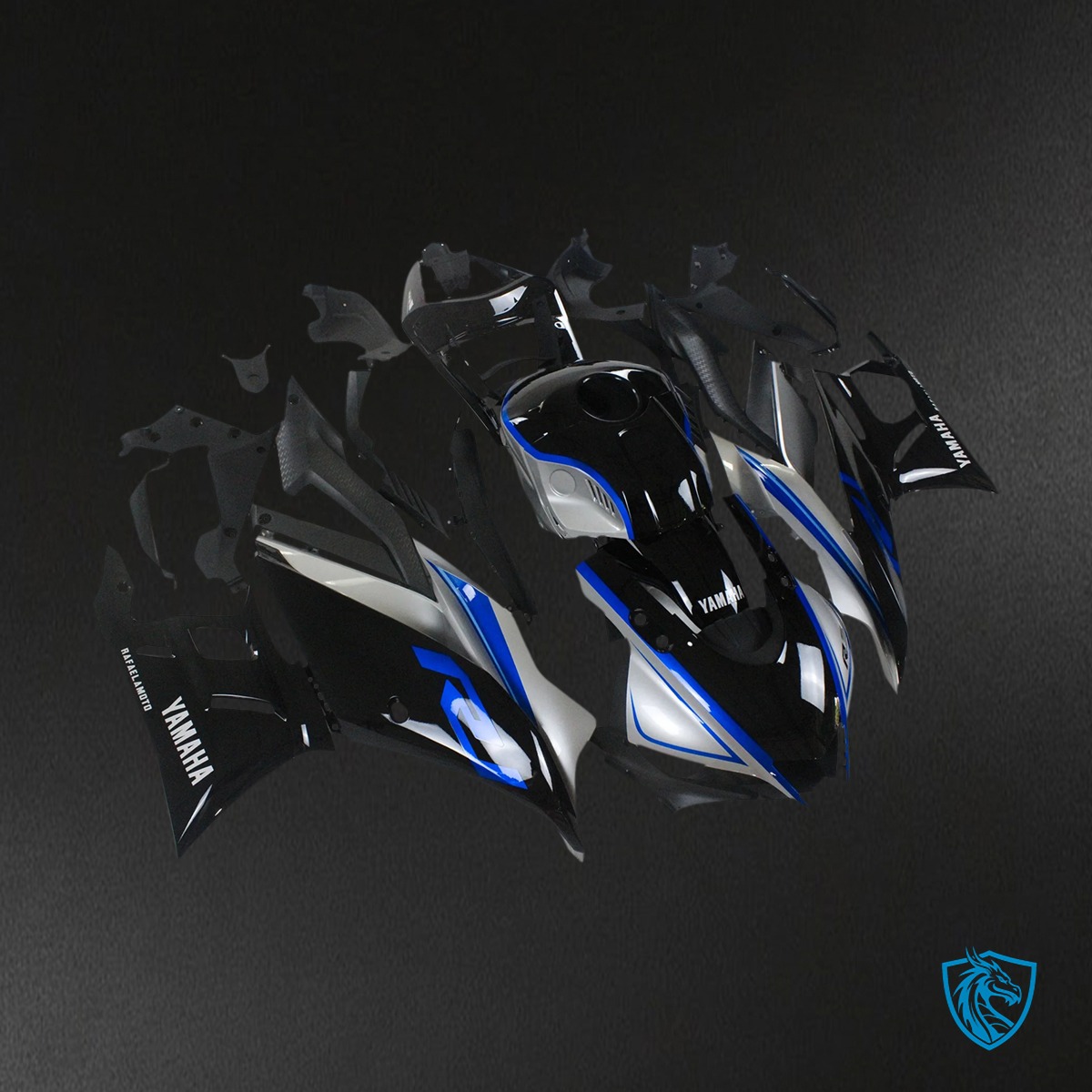 Yamaha YZF R3-YZF R25 (2019-2021) Black, Silver & Blue - Custom ABS Fairing Set
