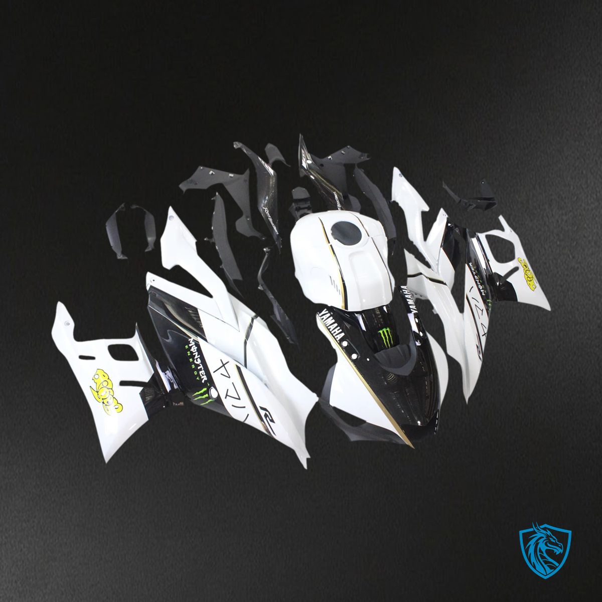 Yamaha YZF R3-YZF R25 (2019-2021) Black & White - MERGEment Motorcycle Fairings Kit