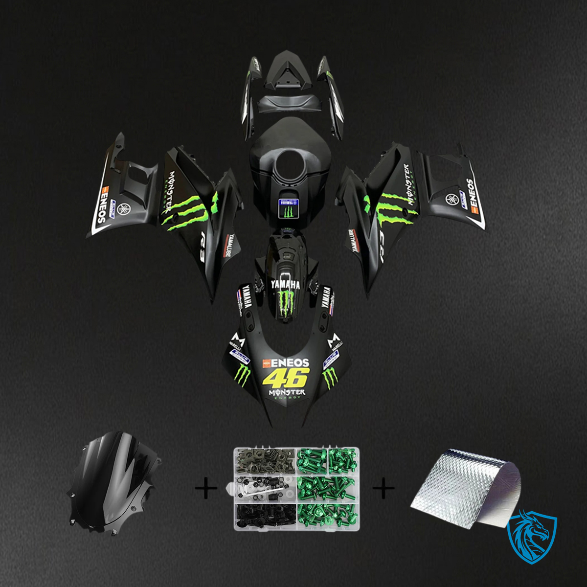 Yamaha YZF R3-YZF R25 (2019-2021) Black & Monster Logo Style3 - MERGEment Motorcycle Fairings Kit