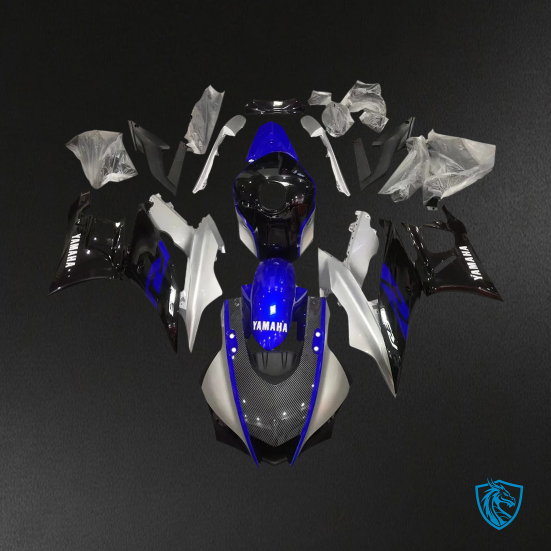 Yamaha YZF R3-YZF R25 (2019-2021) Blue & Silver Carbon fiber Fairing Kit | ABS Bodywork