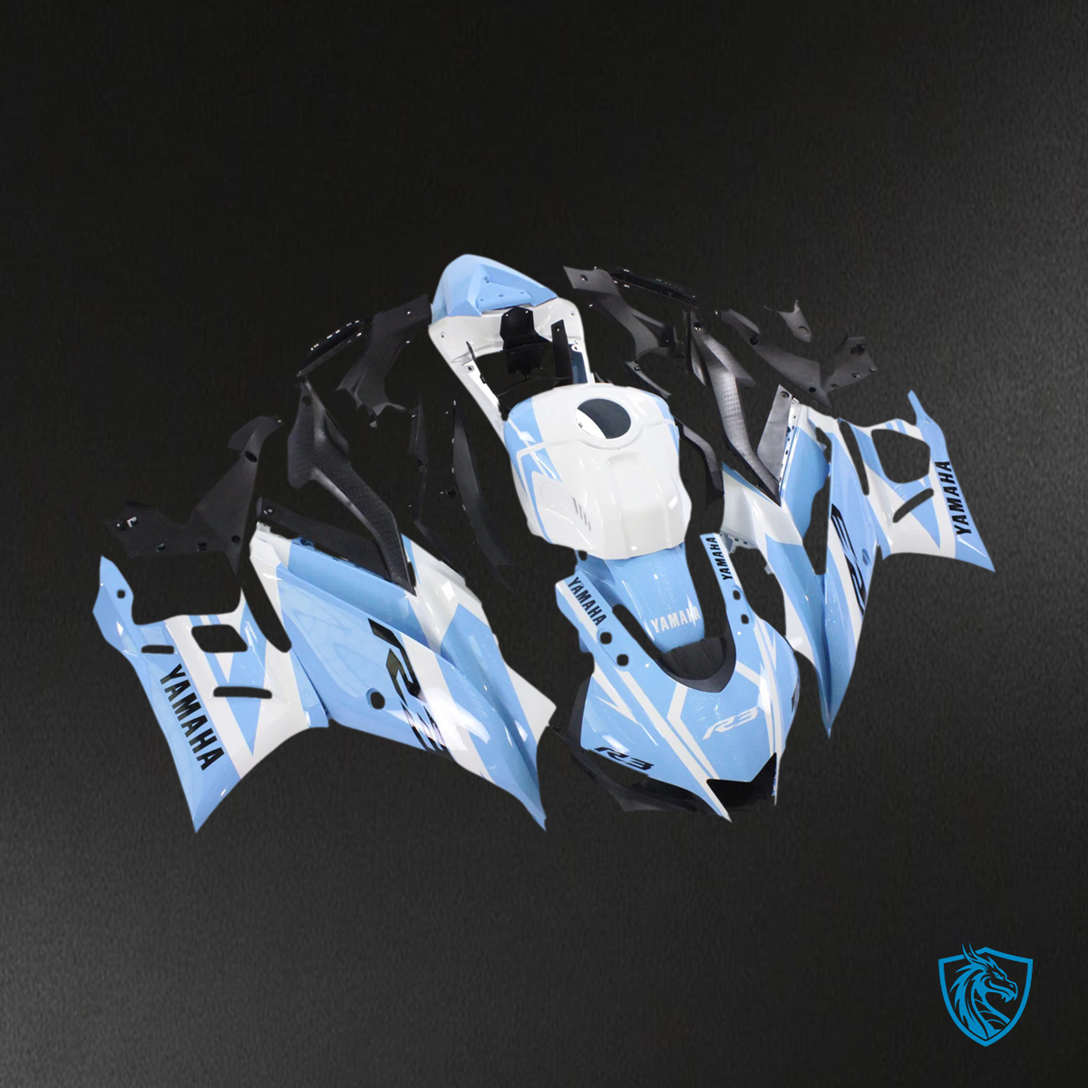 Yamaha YZF R3-YZF R25 (2019-2021) Blue & White Style1 - MERGEment Motorcycle Fairings Kit