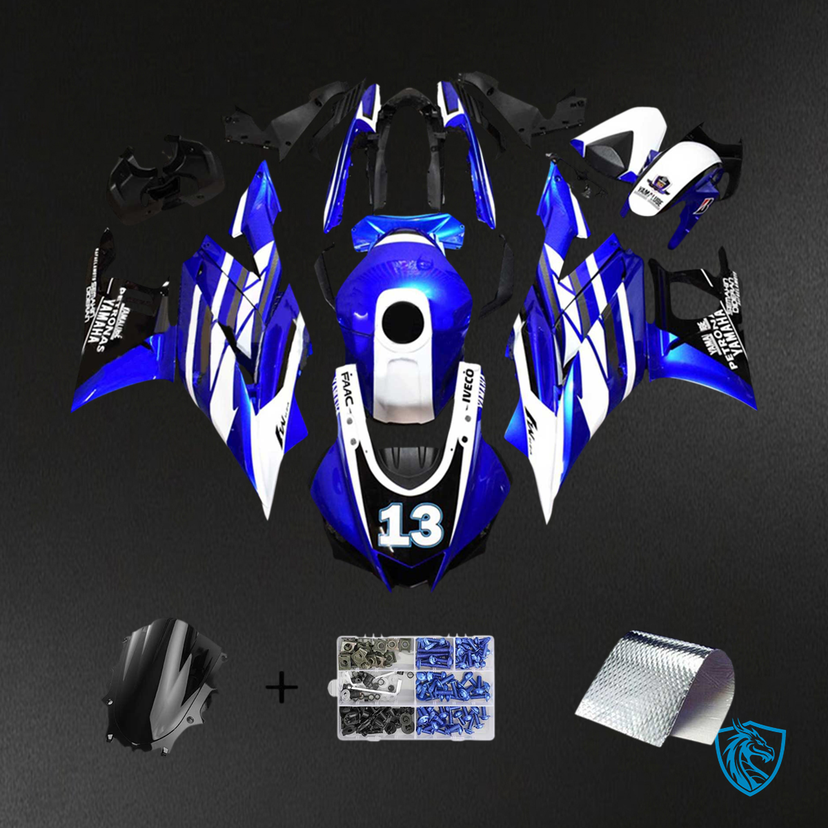 Yamaha YZF R3-YZF R25 (2019-2021) Blue & White Style2 - Custom ABS Fairing Set