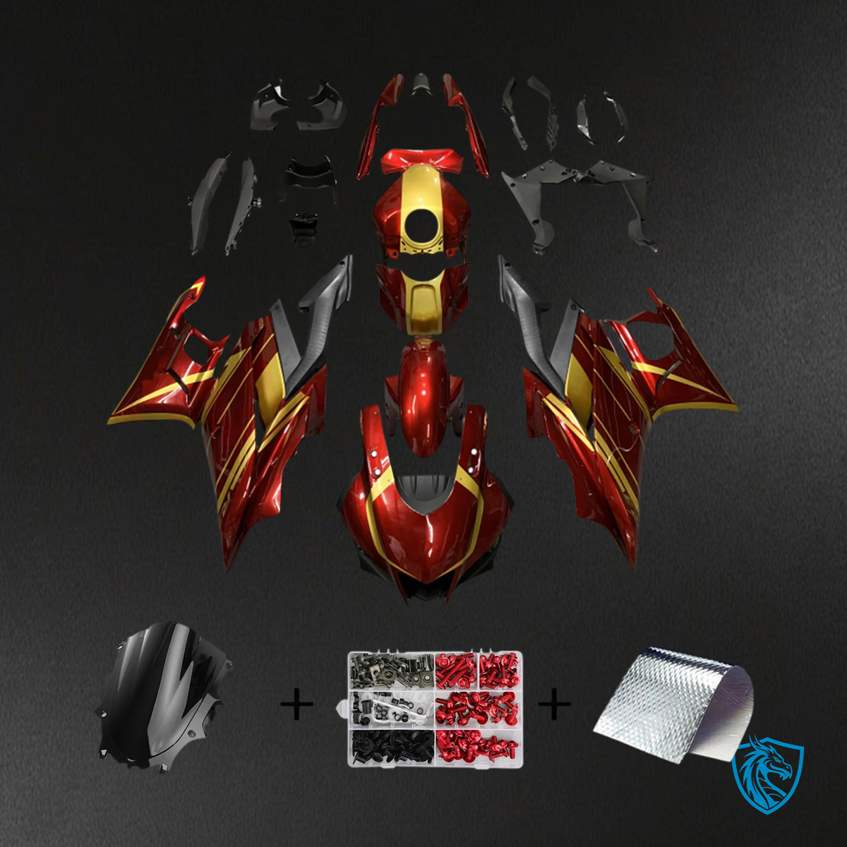 Yamaha YZF R3-YZF R25 (2019-2021) Red & Gold Fairing Kit - Aftermarket ABS Bodywork