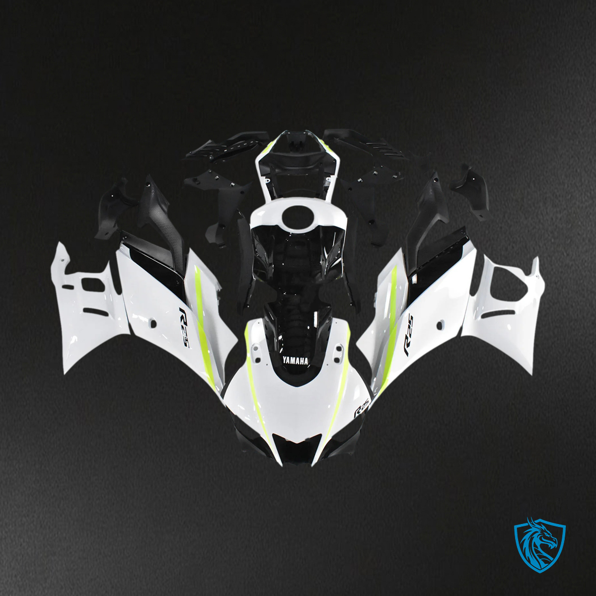Yamaha YZF R3-YZF R25 (2019-2021) White & Black - MERGEment Motorcycle Fairings Kit