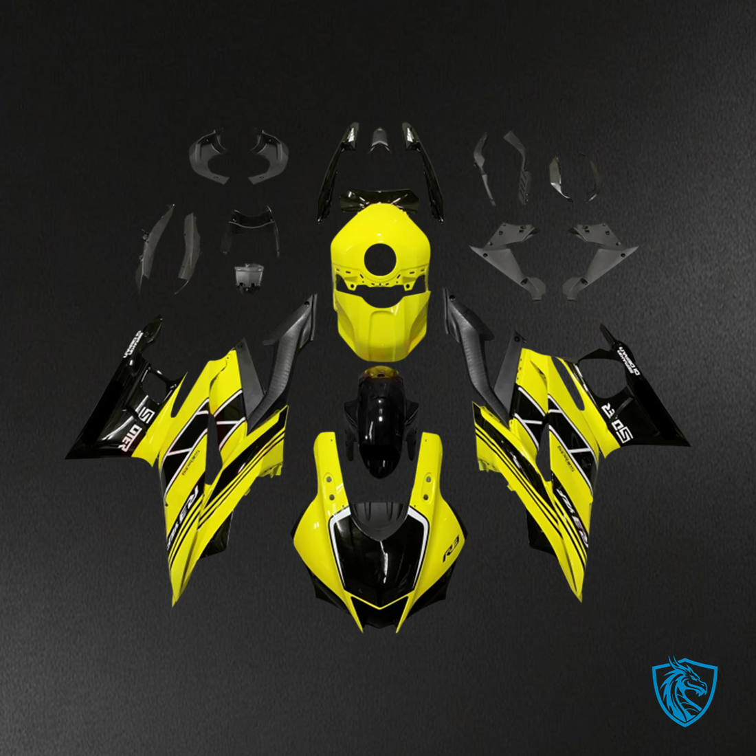 Yamaha YZF R3-YZF R25 (2019-2021) Yellow & Black Style1 Fairing Kit | ABS Bodywork