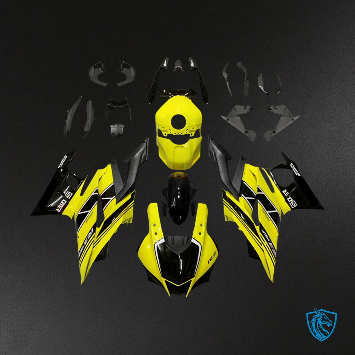 Yamaha YZF R3-YZF R25 (2019-2021) Yellow & Black Style1 Fairing Kit | ABS Bodywork