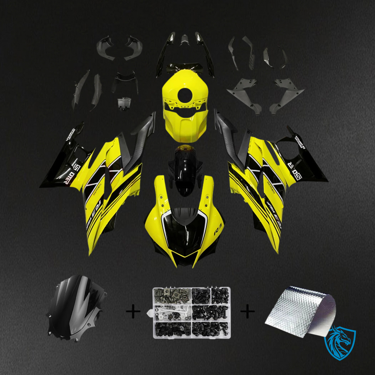 Yamaha YZF R3-YZF R25 (2019-2021) Yellow & Black Style1 Fairing Kit | ABS Bodywork