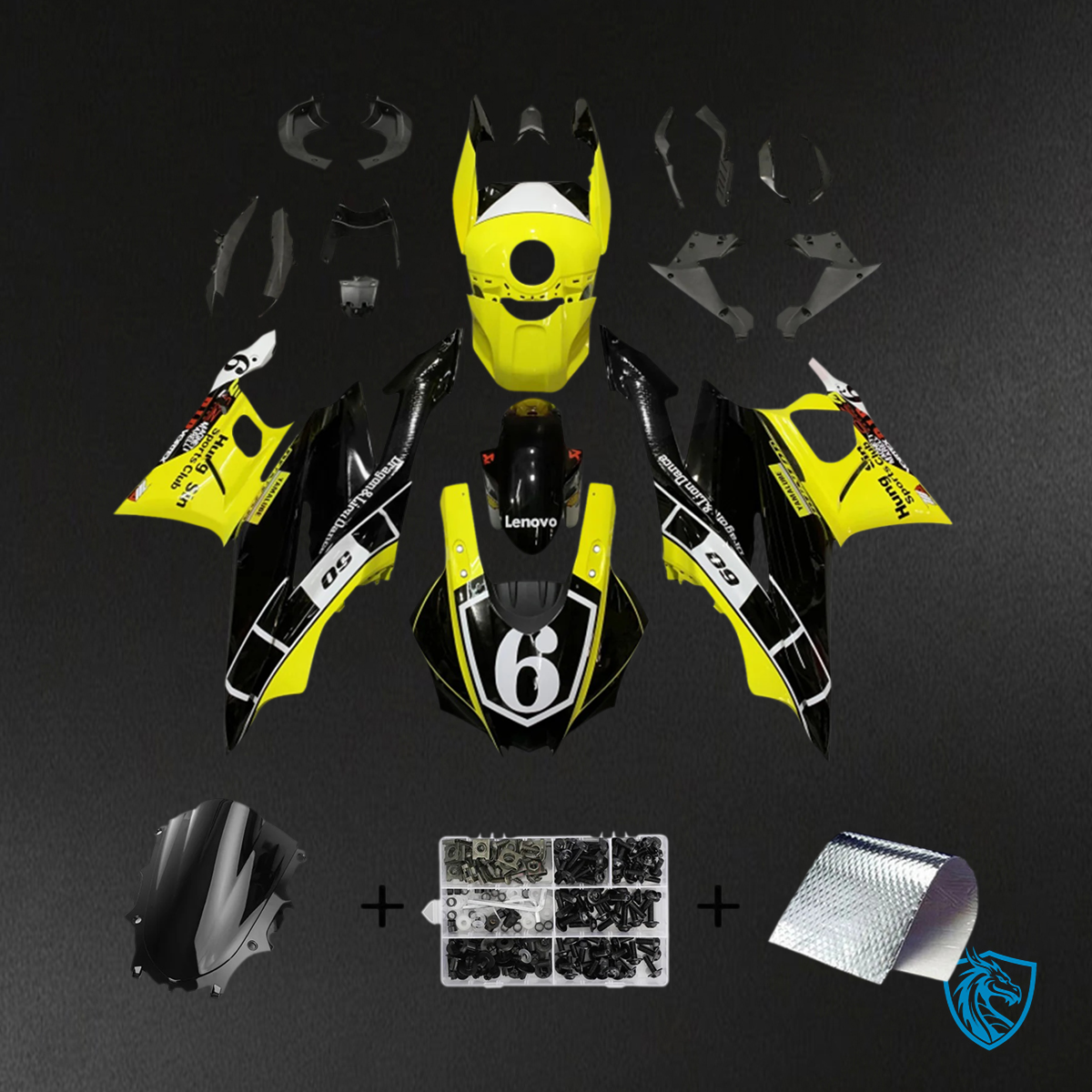 Yamaha YZF R3-YZF R25 (2019-2021) Yellow & Black Style2 Fairing Kit - Aftermarket ABS Bodywork