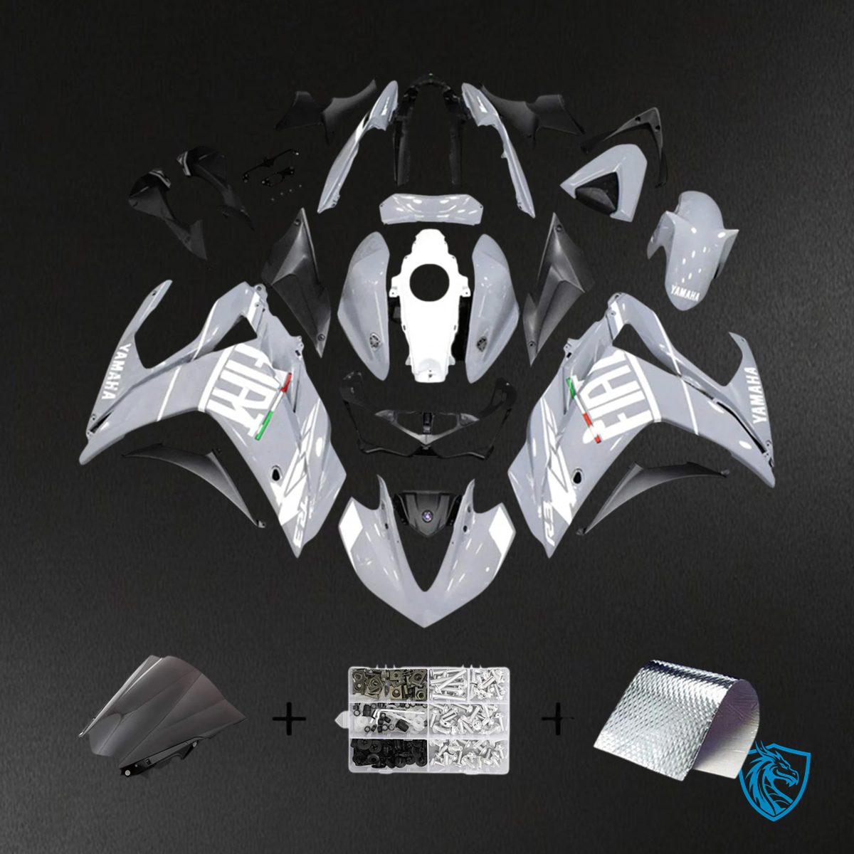 Yamaha YZF R3 (2014-2018) & (2015-2017) YZF R25 Black, Gray & White - Custom ABS Fairing Set