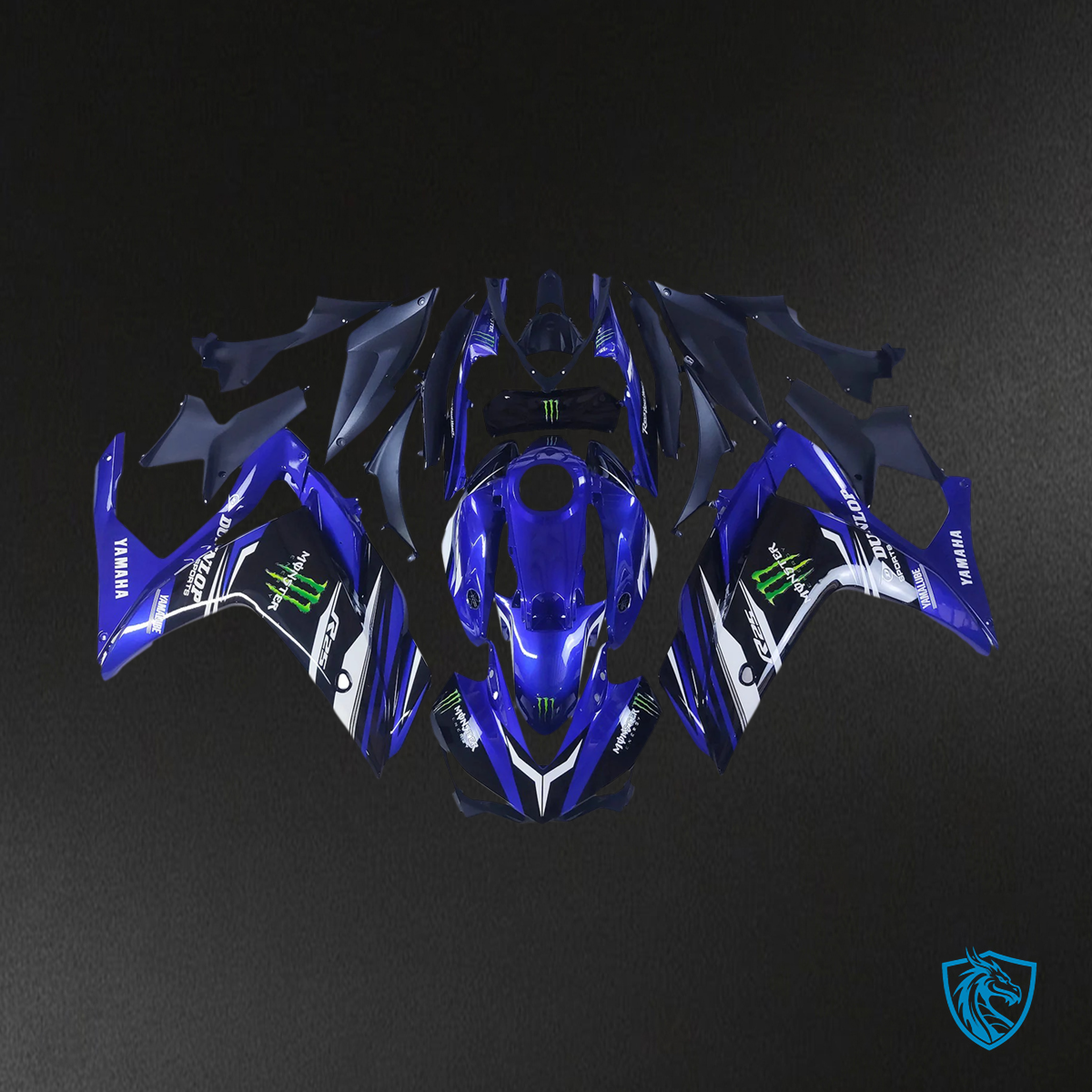 Yamaha YZF R3 (2014-2018) & YZF R25 (2015-2017) Black & Blue Claw Fairing Kit | ABS Bodywork