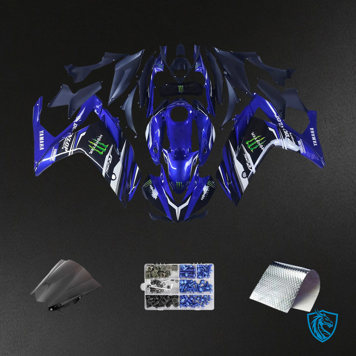 Yamaha YZF R3 (2014-2018) & YZF R25 (2015-2017) Black & Blue Claw Fairing Kit | ABS Bodywork