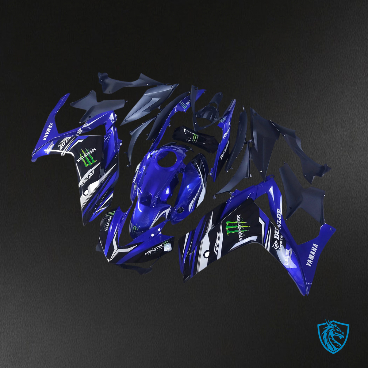 Yamaha YZF R3 (2014-2018) & YZF R25 (2015-2017) Black & Blue Claw Fairing Kit | ABS Bodywork