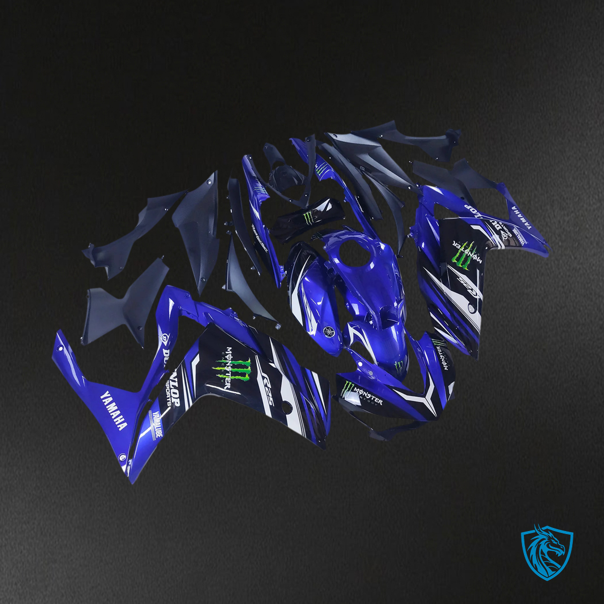 Yamaha YZF R3 (2014-2018) & YZF R25 (2015-2017) Black & Blue Claw Fairing Kit | ABS Bodywork