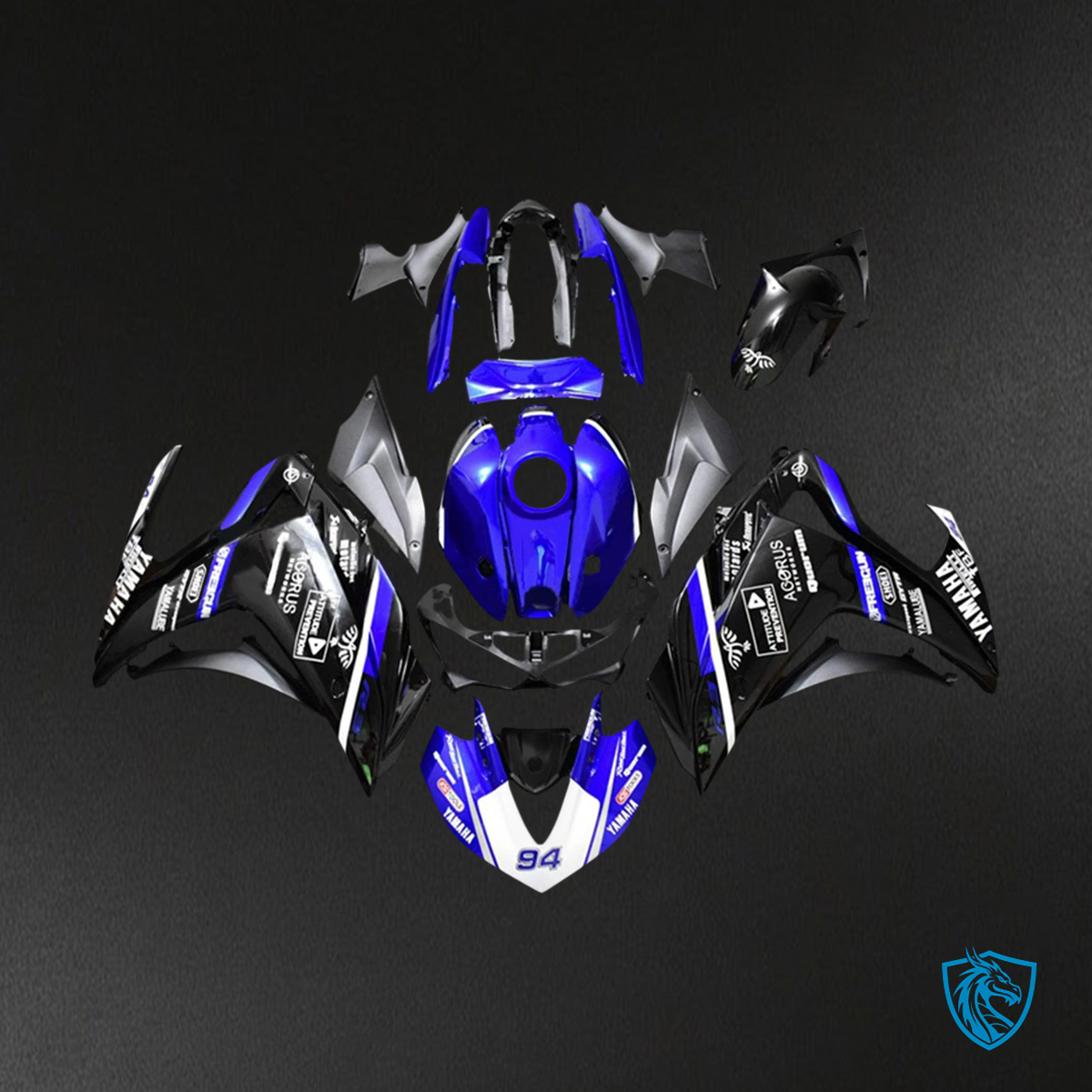Yamaha YZF R3 (2014-2018) & YZF R25 (2015-2017) Black & Blue - MERGEment Motorcycle Fairings Kit