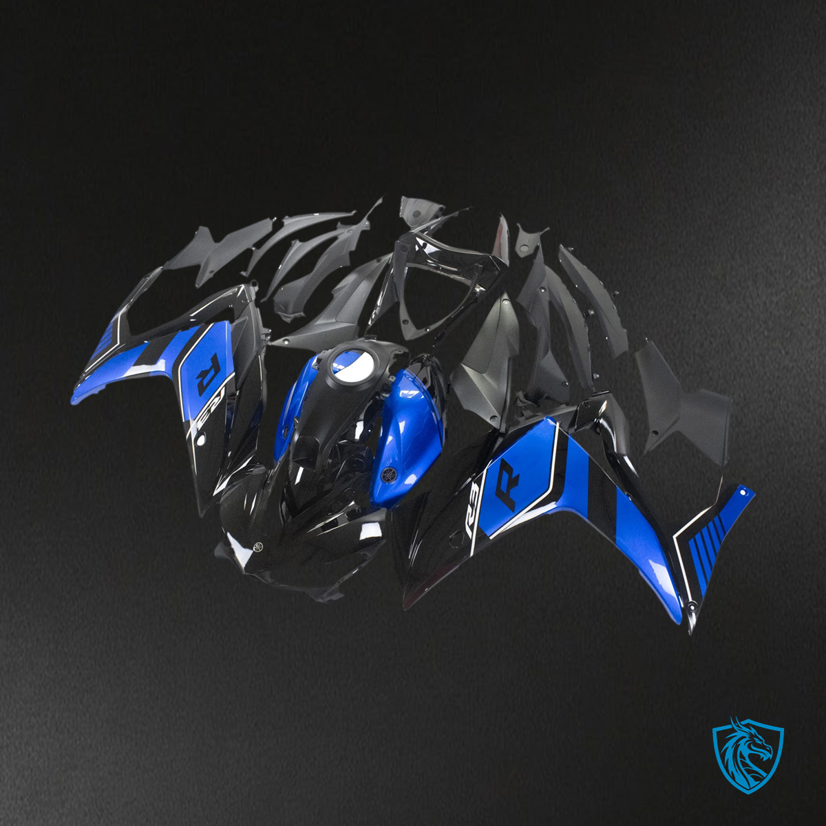 Yamaha YZF R3 (2014-2018) & YZF R25 (2015-2017) Black & Blue R - Custom ABS Fairing Set