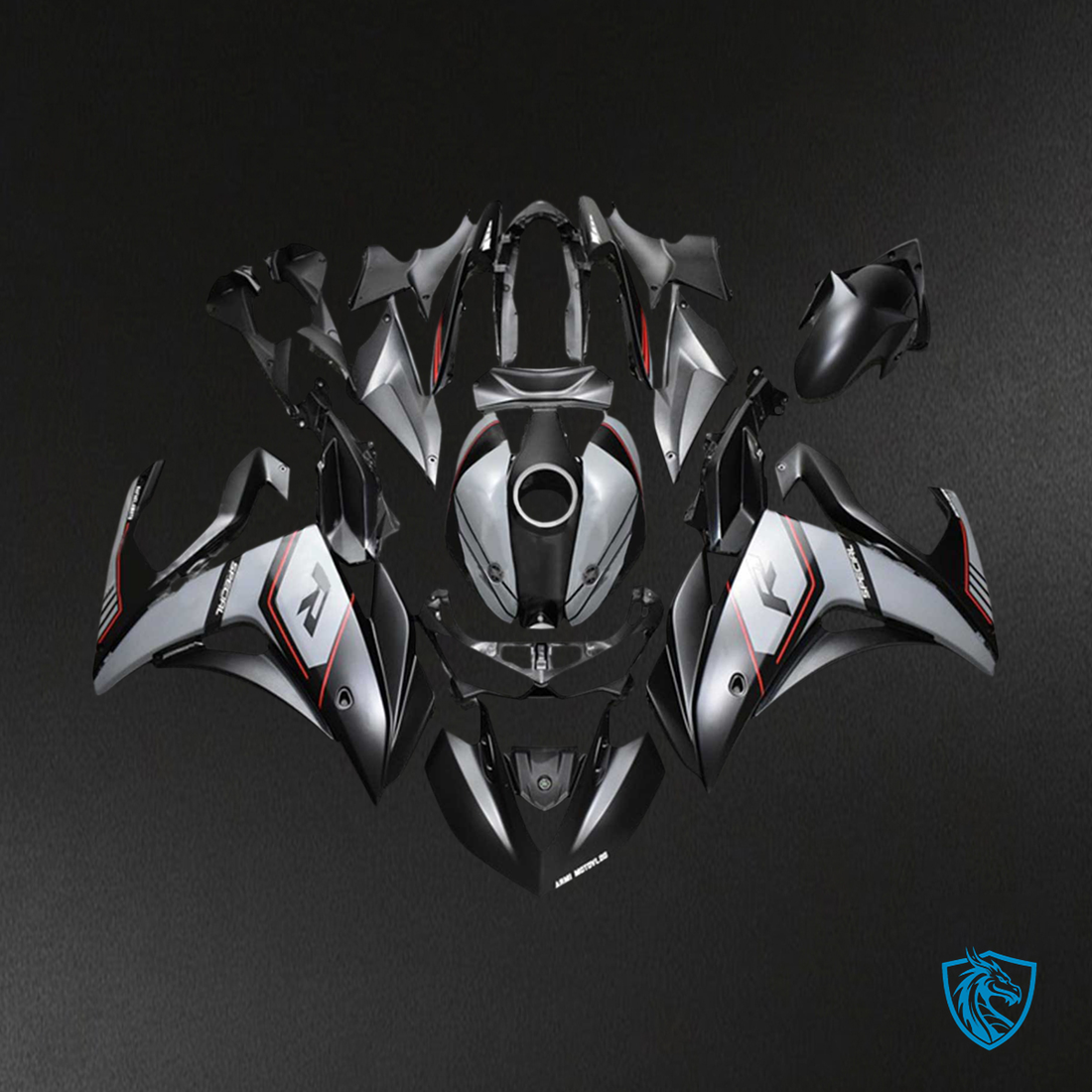 Yamaha YZF R3 (2014-2018) & YZF R25 (2015-2017) Black & Mix Gray Fairing Kit | ABS Bodywork