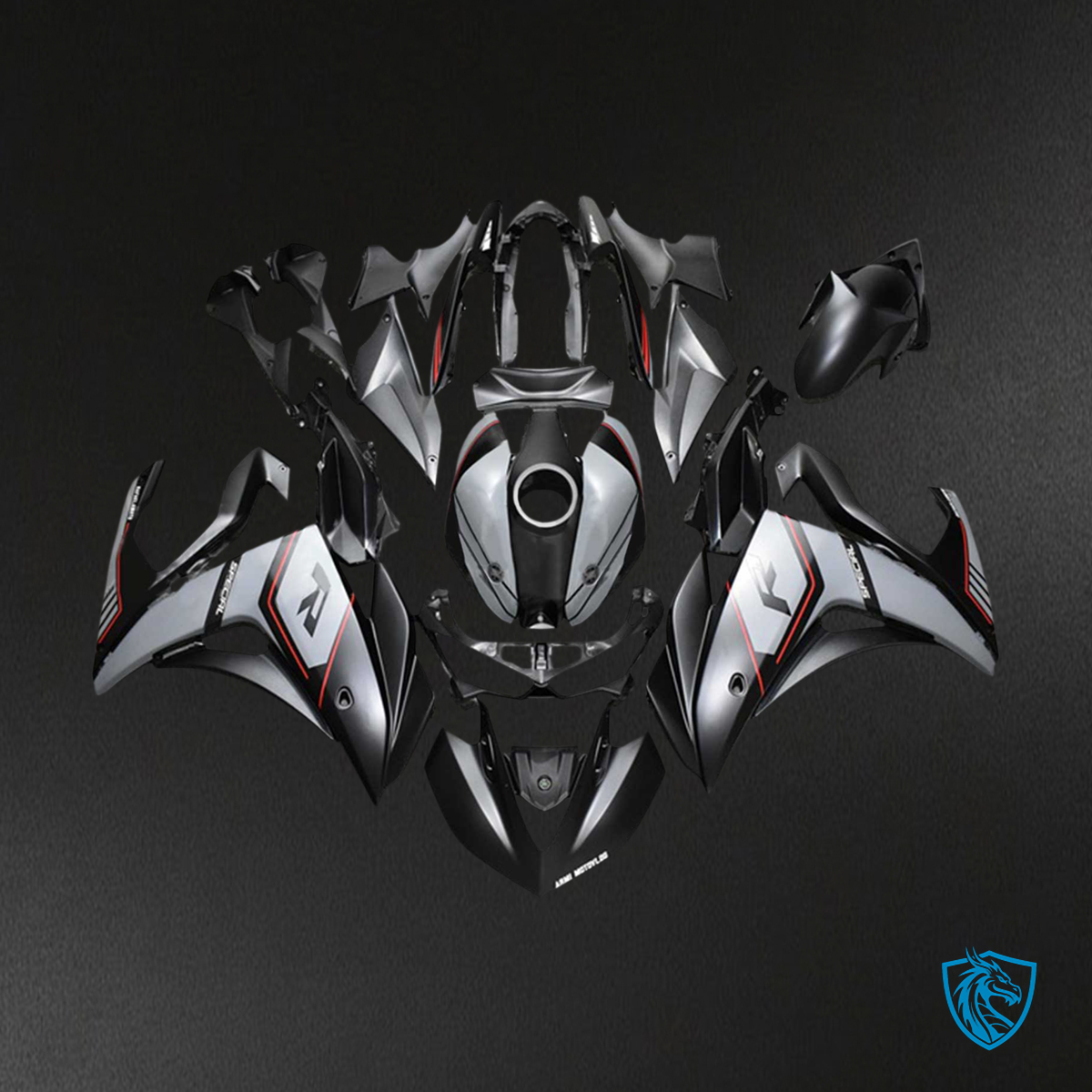 Yamaha YZF R3 (2014-2018) & YZF R25 (2015-2017) Black & Mix Gray Fairing Kit | ABS Bodywork