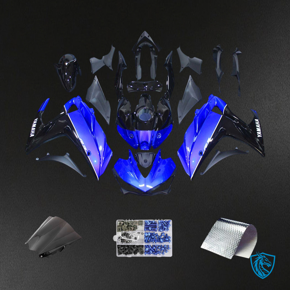 Yamaha YZF R3 (2014-2018) & YZF R25 (2015-2017) Black & Blue - MERGEment Motorcycle Fairings Kit