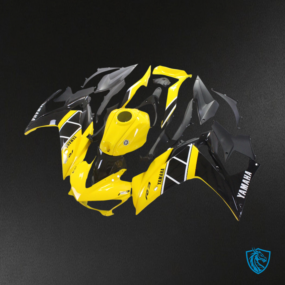 Yamaha YZF R3 (2014-2018) & YZF R25 (2015-2017) Black & Yellow Mix - Custom ABS Fairing Set